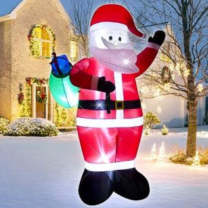 DROFELY 10 Foot Christmas Inflatable Santa Claus Carries The Package Christmas Blow up Indoor Outdoor Yard Decoration- WM - 10, Lighted up Christmas Inflatable Decoration