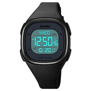 cakcity mens womens digital watch black waterproof digital watches for women stopwatch wrist watch square face sport watch for unisex