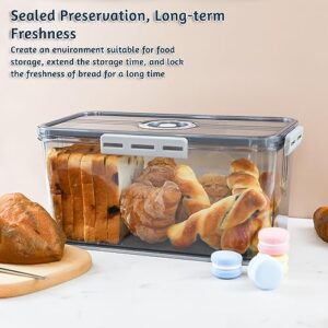 RISICULIS Bread Box for Kitchen Countertop, Airtight Loaf Bread Storage Container, Time Recording Bread Keeper with Lid, Bread Holder Bin for Homemade Bread, Bun, Bagel, Loaf