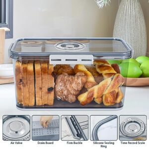 RISICULIS Bread Box for Kitchen Countertop, Airtight Loaf Bread Storage Container, Time Recording Bread Keeper with Lid, Bread Holder Bin for Homemade Bread, Bun, Bagel, Loaf