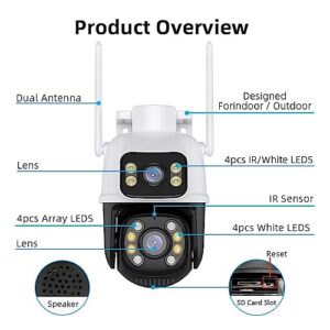 SXBCyan 4K PTZ WiFi Surveillance Camera 8MP Wireless Security Cameras Human Detection Outdoor Dual Lens IP Camera Auto Tracking ICSee (Size : 4MP NO Card)