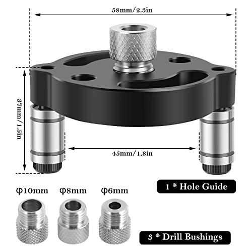 Nicoport Doweling Jig Kit Aluminum Alloy Dowel Drilling Guide 6/8/10mm High Precision Handheld Hole Punching Locator Self Centering Drill Guide Woodworking Tool for Furniture Repair Wood Craft