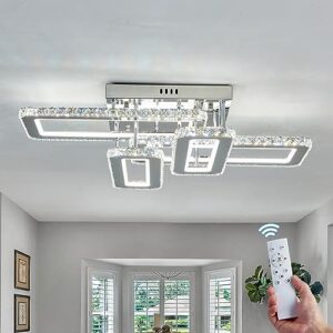 zglaojt large crystal ceiling light chrome modern led ceiling light fixture with remote control dimmable ceiling lighting flush mount chandelier farmhouse for kitchen bedroom dinning livingroom