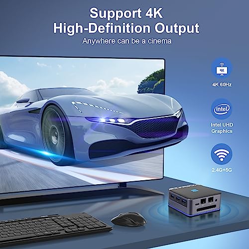 MOREFINE M8S Mini PC, Intel 12th N100 (up to 3.4GHz) Micro PC, Mini Computer Windows 11 Pro with 16GB LPDDR5 RAM/512G M.2 NVME SSD, Mini Deaktop PC Support WiFi6/BT5.2/Gigabit Ethernet Ports