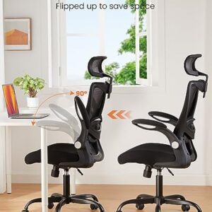 ErGear Office Chair, Desk Chair with Flip-Up Armrests, Ergonomic Office Chair with 2'' Adjustable Lumbar Support & Headrest, High Back Computer Chair Mesh Office Chair with Wheels for Home Office