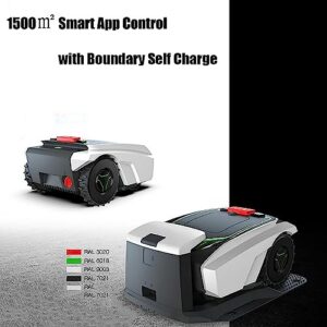 Fully Automatic Intelligent Lawn Mower, Lawn Robot, Path Planning + Automatic Charging, for Lawns/Gardens of 1500㎡, Weatherproof, Safety Protection Device,Grey