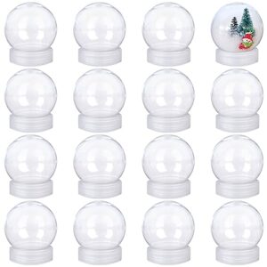 16 pieces 2.7 inch/69mm plastic snow globe clear plastic water globe fillable snow globe with screw off cap for diy crafts christmas home decoration