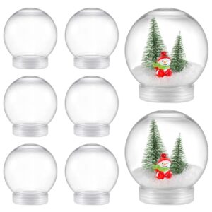 8 Pieces 2.7 Inch/69mm Plastic Snow Globe Clear Plastic Water Globe Fillable Snow Globe with Screw Off Cap for DIY Crafts Christmas Home Decoration