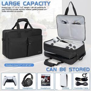 AKOZLIN Carrying Travel Bag for PlayStation 5 Console Large Capacity Storage Case Compatible with PlayStation 5 Monitor,Headset,Game,Charger & Accessories Black