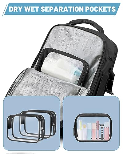 ZOMFELT Carry on Backpack for Women with Shoes Compartment, Flight Approved Travel Backpack with USB Charging Port, TSA 17.3inch Waterproof Laptop Bag Large Casual School Daypack for Weekender