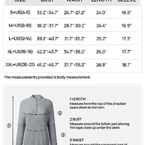 MEROKEETY Women's 2023 Long Sleeve Chunky Knit Sweaters 1/4 Zip Polo V Neck Casual Pullover Tops,Beige,M