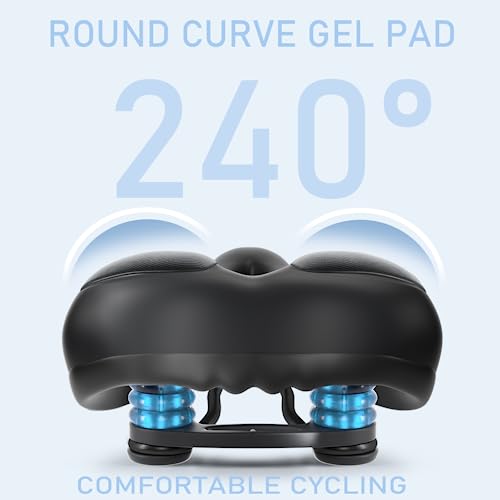 TOSUOD Bike Seat Comfortable Bicycle Saddle for Men Women Gel Bicycle Seat Cushion Memory Foam Padded Soft Bike Seat Saddle Universal Fit for Exercise Stationary Bikes Road City Mountain Bikes Black