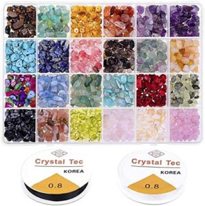 24 colors crystal chips jewelry bracelet beads diy jewelry making kit crystal chips beads set natural irregular chips stone for jewelry making diy crafts bracelet necklace ( color : pink , size : 24 s