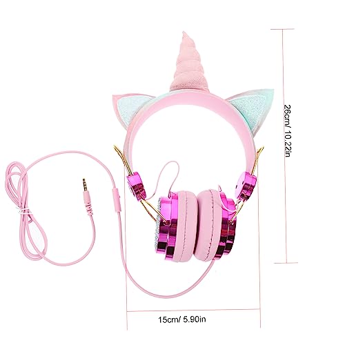 CAXUSD Headset Unicorn Headphones in Ear Wired Headphones Headphones Pink Noise Cancelling Headphones Wired Adjustable Pink Headphones Safe Headphone On Ear Headset