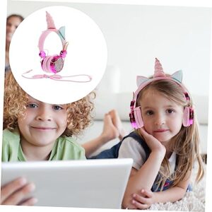 CAXUSD Headset Unicorn Headphones in Ear Wired Headphones Headphones Pink Noise Cancelling Headphones Wired Adjustable Pink Headphones Safe Headphone On Ear Headset