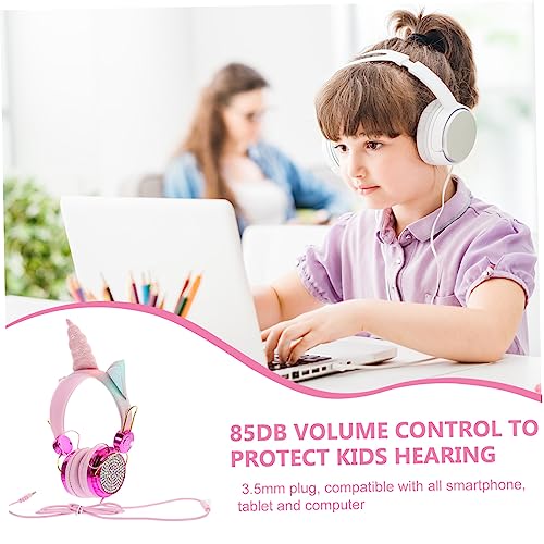 CAXUSD Headset Unicorn Headphones in Ear Wired Headphones Headphones Pink Noise Cancelling Headphones Wired Adjustable Pink Headphones Safe Headphone On Ear Headset