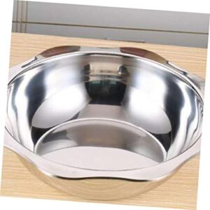 KJHBV Korean Cookware Stainless Steel Cooking Utensils Double Induction Cooker Pot Noodle Pot Hot Pot Cookware Hot Pot Pot Hot Pot Pot with Divider Two Flavors Soup Pot Yuan Yang Silver