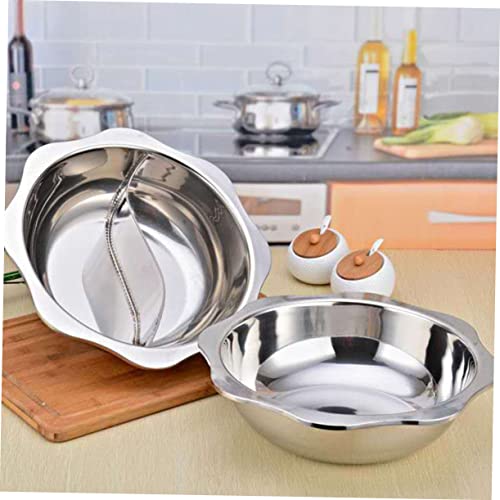 KJHBV Korean Cookware Stainless Steel Cooking Utensils Double Induction Cooker Pot Noodle Pot Hot Pot Cookware Hot Pot Pot Hot Pot Pot with Divider Two Flavors Soup Pot Yuan Yang Silver