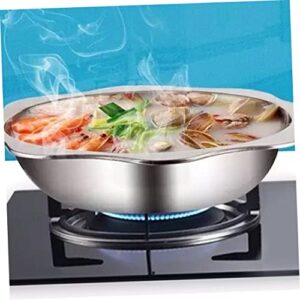 KJHBV Korean Cookware Stainless Steel Cooking Utensils Double Induction Cooker Pot Noodle Pot Hot Pot Cookware Hot Pot Pot Hot Pot Pot with Divider Two Flavors Soup Pot Yuan Yang Silver