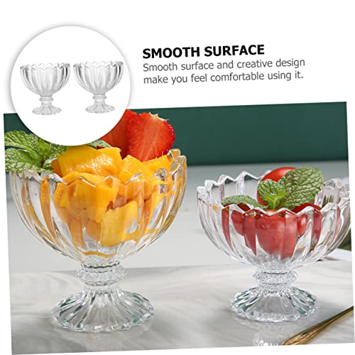 SEWOART 2Pcs ice cream cup ice cream serving cup Milk Jars Pudding cups Jam Jars finesse mousse tiramisu appetizer cup Mousse Jars footed tulip bowls Food Jar salad bowl mousse cup Glass