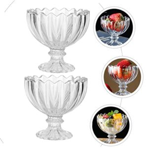 SEWOART 2Pcs ice cream cup ice cream serving cup Milk Jars Pudding cups Jam Jars finesse mousse tiramisu appetizer cup Mousse Jars footed tulip bowls Food Jar salad bowl mousse cup Glass