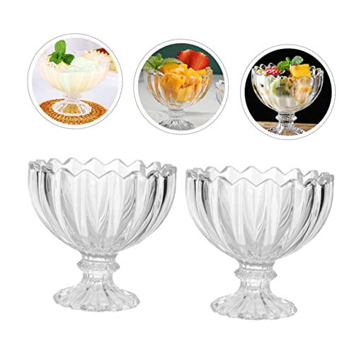 SEWOART 2Pcs ice cream cup ice cream serving cup Milk Jars Pudding cups Jam Jars finesse mousse tiramisu appetizer cup Mousse Jars footed tulip bowls Food Jar salad bowl mousse cup Glass