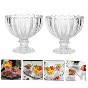 SEWOART 2Pcs ice cream cup ice cream serving cup Milk Jars Pudding cups Jam Jars finesse mousse tiramisu appetizer cup Mousse Jars footed tulip bowls Food Jar salad bowl mousse cup Glass