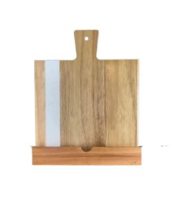 marble and acacia bamboo wood recipe book/tablet stand