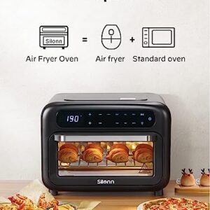 Silonn Air Fryer Oven, 2-in-1 Smart Air Fryer Toaster Oven Combo, 14QT Stainless Steel Air Fryer Oven with Digital Countertop, Natural Convection Roast Bake, Black