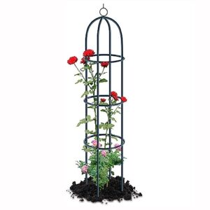 metal garden obelisks trellis for climbing plants outdoor,1.85m plastic-coated steel frame trellis planter,for rose vine (black)