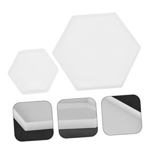 SEWACC 4 Pcs Hexagonal Silicone Mold Tray Resin Mold Tray Mold Resin Tray Mold Epoxy Resin Hexagon Silicone Molds for Resin Hexagon Resin Coaster Molds Silica Gel White Cup Pad Mold Agate