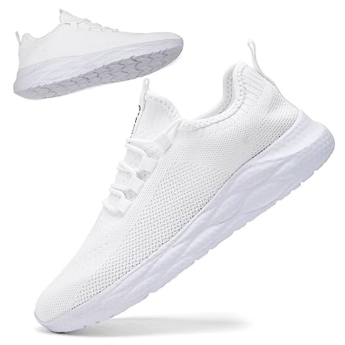 QIJGS Running Shoes for Men Fashion Sneakers Gym Tennis Athletic Mesh Lightweight Sports Workout Casual Shoes-white-44