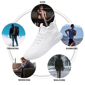 QIJGS Running Shoes for Men Fashion Sneakers Gym Tennis Athletic Mesh Lightweight Sports Workout Casual Shoes-white-44