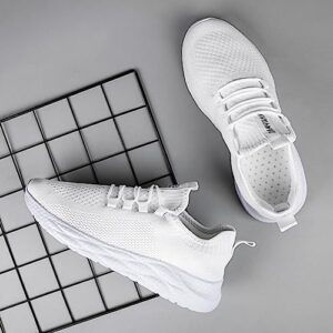 QIJGS Running Shoes for Men Fashion Sneakers Gym Tennis Athletic Mesh Lightweight Sports Workout Casual Shoes-white-44