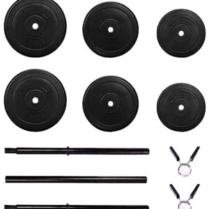 Signature Fitness 100-Pound Weight Set for Home Gym with Six Plates and 1x 5FT Standard Barbell, Comes with Spring Locks