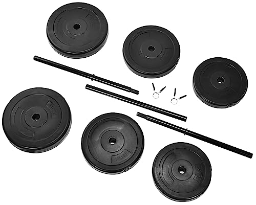 Signature Fitness 100-Pound Weight Set for Home Gym with Six Plates and 1x 5FT Standard Barbell, Comes with Spring Locks