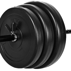 Signature Fitness 100-Pound Weight Set for Home Gym with Six Plates and 1x 5FT Standard Barbell, Comes with Spring Locks