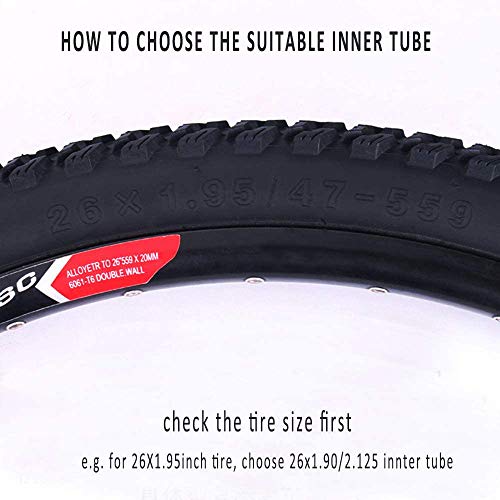 2 Pack Bike Inner Tire Tube 24x1.9/2.125 with Tire Levers and Rim Strips Liner, Schrader Valve 24" 24 Inch Bicycle Tire Tubes Tyre