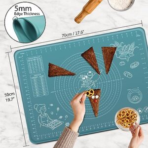 Silicone Pastry Mat Extra Thick Non-stick Baking Mat, 28" x 20" Rolling Dough With Measurements Non-slip Silicone Mat, Kneading Mat, Counter Mat, Dough Mat with Edge Heightening