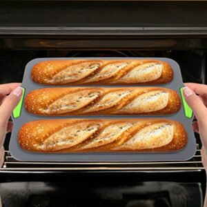 Silicone Baguettes Pan Nonstick 3 Wave Loaves French Toast Bread Baking Tray Loaf Mold Pan for DIY Making Breadstick Cake Kitchen Baking Mould Supplies