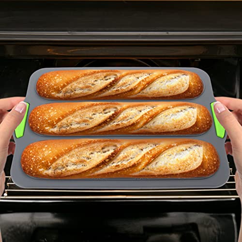 Silicone Baguettes Pan Nonstick 3 Wave Loaves French Toast Bread Baking Tray Loaf Mold Pan for DIY Making Breadstick Cake Kitchen Baking Mould Supplies