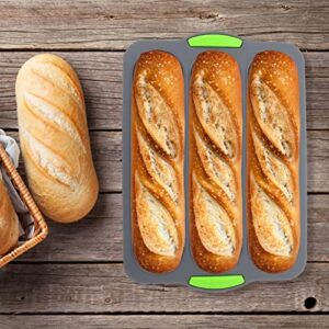 Silicone Baguettes Pan Nonstick 3 Wave Loaves French Toast Bread Baking Tray Loaf Mold Pan for DIY Making Breadstick Cake Kitchen Baking Mould Supplies