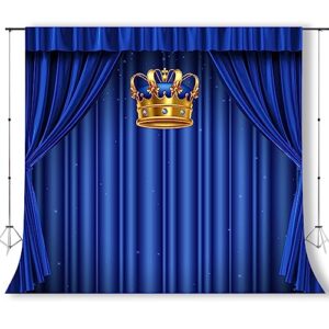kukusoul 8x8ft prince birthday party backdrop royal blue and gold crown royal party backdrops celebration party decoration supplies cake table banner photo booth prop kubyc430