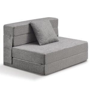 z-hom folding sofa bed, 6 inch foldable mattress convertible sleeper chair floor mattress couch, convertible sofa bed with pillow & washable cover for room/office/dorm 76" x 39" x 6" (light grey)