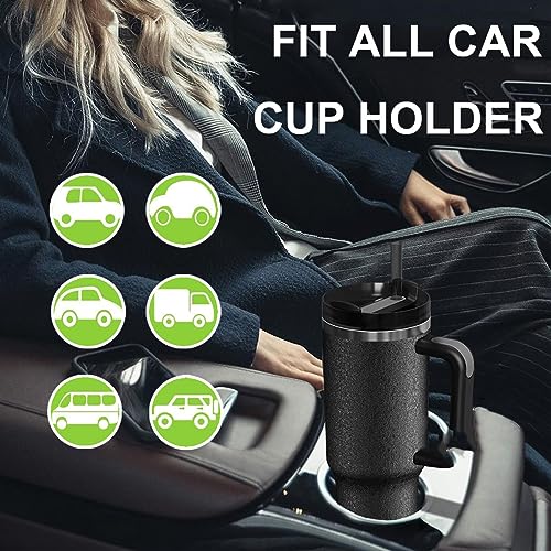 AFINSEA 40oz Tumbler with Handle,Insulated Tumbler with Lid and Straw,Double Wall Vacuum Stainless Steel Travel Mug Iced Coffee Car Cup for Hot and Cold Beverage(Night)