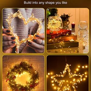 Fairy Lights Battery Operated, Twinkle String Lights Waterproof Silver Wire 5 Feet 60 Led Firecracker Starry Lights for DIY Wreath Home Wedding Party Bedroom Mason Jar Holiday Christmas, Warm White