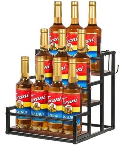 eaoak coffee syrup rack organizer syrup bottle holder stand for coffee bar 3-tier 12 bottles storage shelves for syrup, wine, dressing for kitchen coffee station