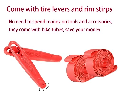 2 Pack 26x1.9/2.125 Bike Inner Tube with Tire Levers and Rim Strips 26 Inch, 26 Bike Tire Tubes Compatible with 26x1.9 26x1.95 26x2.0 26x2.125 Bicycle Tire Tyre Tubes Schrader Valve