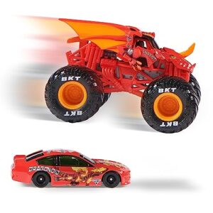 Monster Jam Official 1:64 Scale Diecast 2-Pack Monster Truck and Race Car: Dragonoid