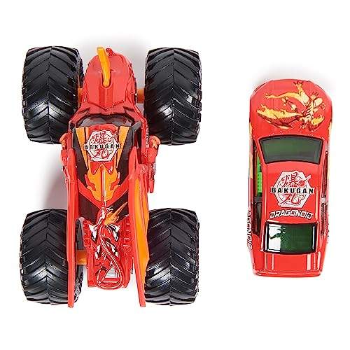 Monster Jam Official 1:64 Scale Diecast 2-Pack Monster Truck and Race Car: Dragonoid